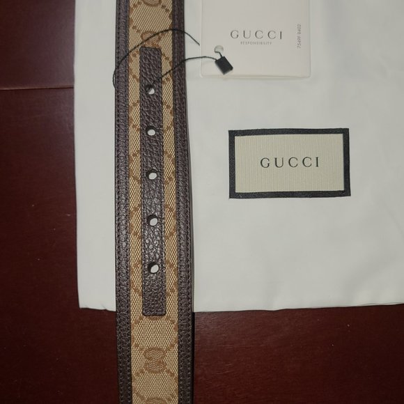 Gucci Rectangular Buckle Belt Supreme Canvas and Leather - Picture 4 of 6